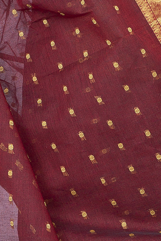 Brown Pure Cotton Asmani Tant Saree (183)